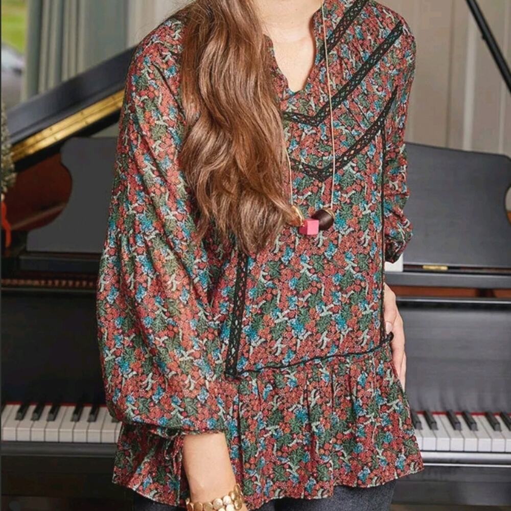 New Matilda Jane Choose Your Own Path Carol Top Floral Prairie Boho SMALL